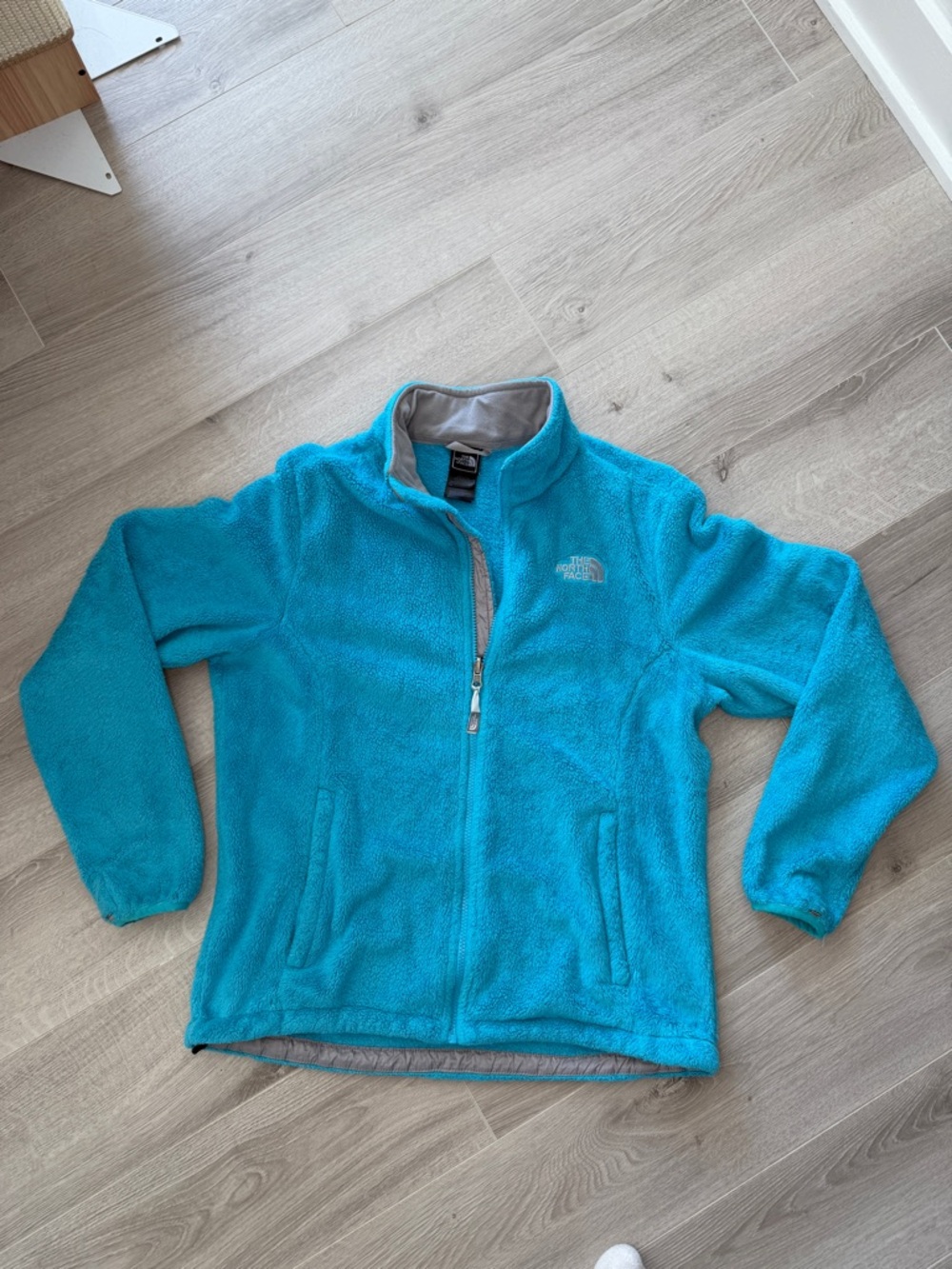 The North Face Osito Fleece Jacket Womens L Turquoise Blue Full Zip Fuzzy